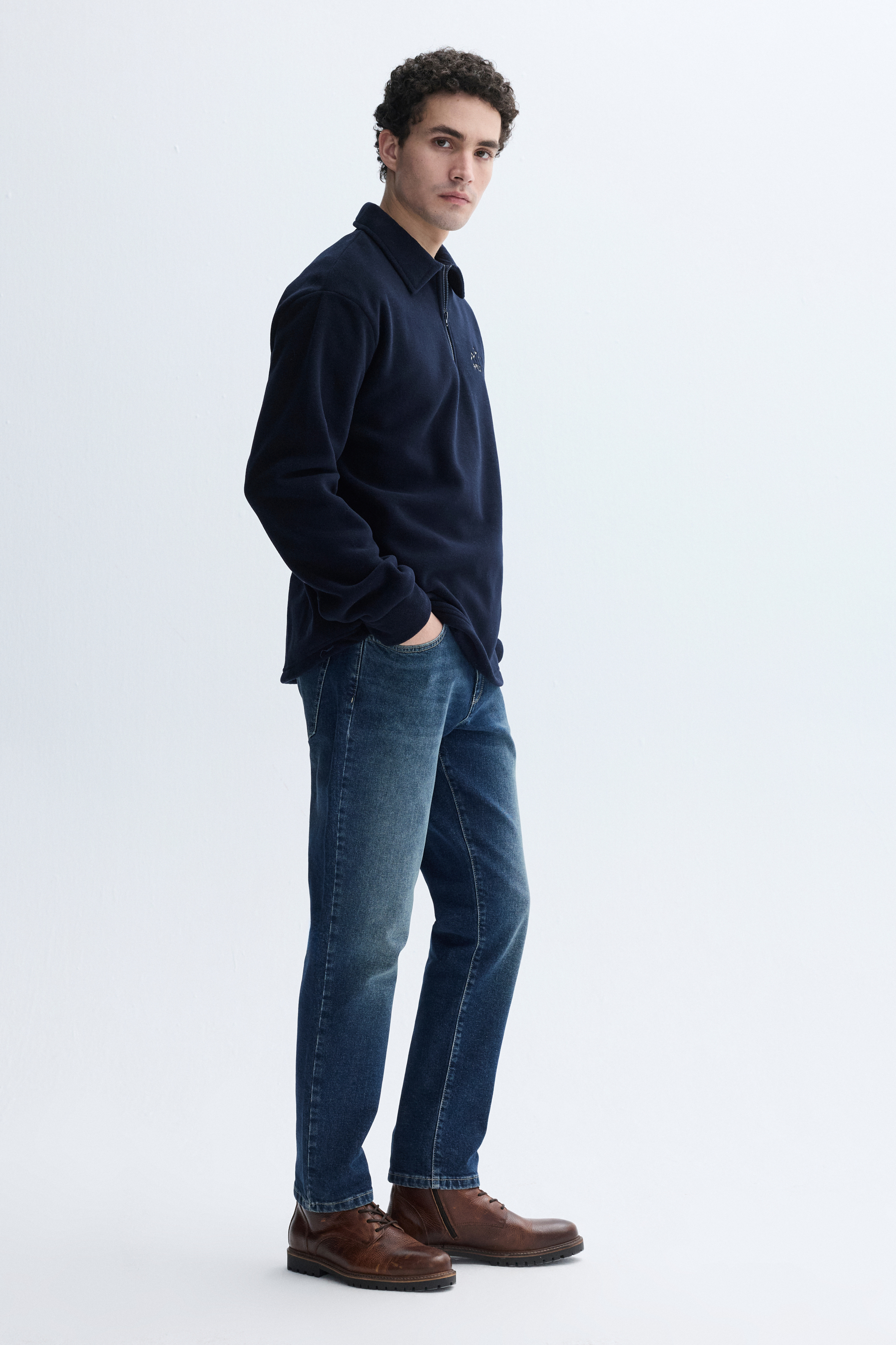 NAKIŞLI POLO YAKA SWEATSHIRT