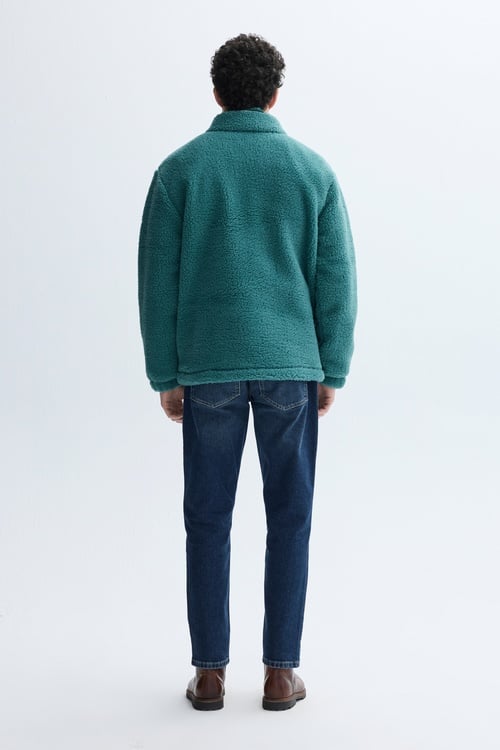 COMFORT FIT DİK YAKA PELÜŞ SWEATSHIRT