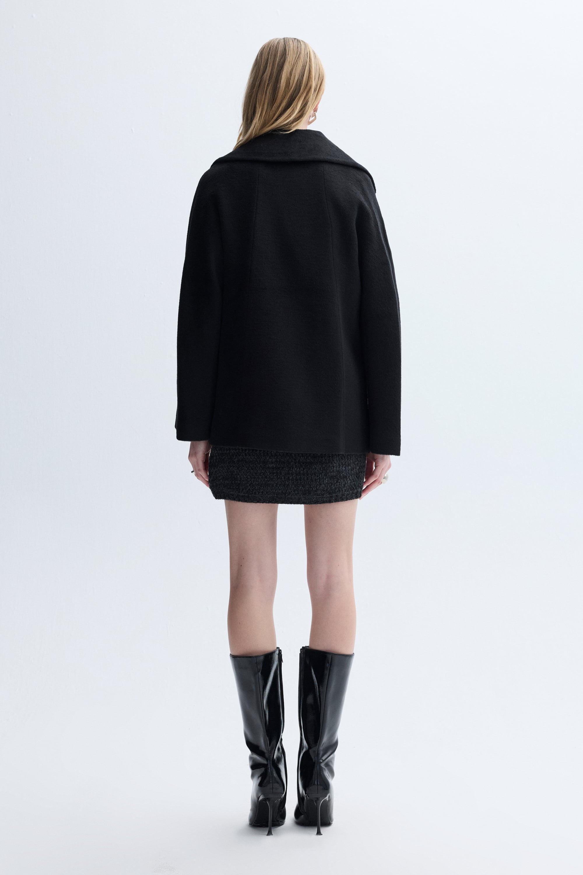 LOOSE FIT KISA YÜN KARIŞIMLI PALTO