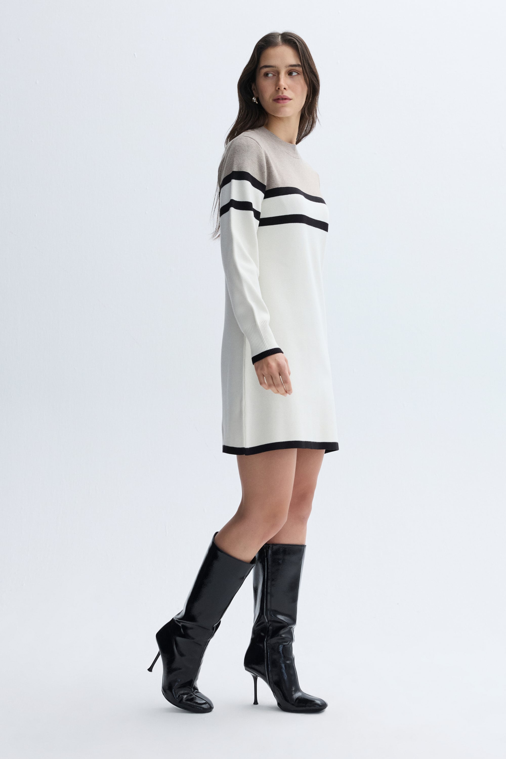 ÇİZGİLİ TRİKO MİNİ ELBİSE