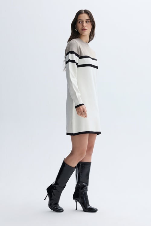 ÇİZGİLİ TRİKO MİNİ ELBİSE