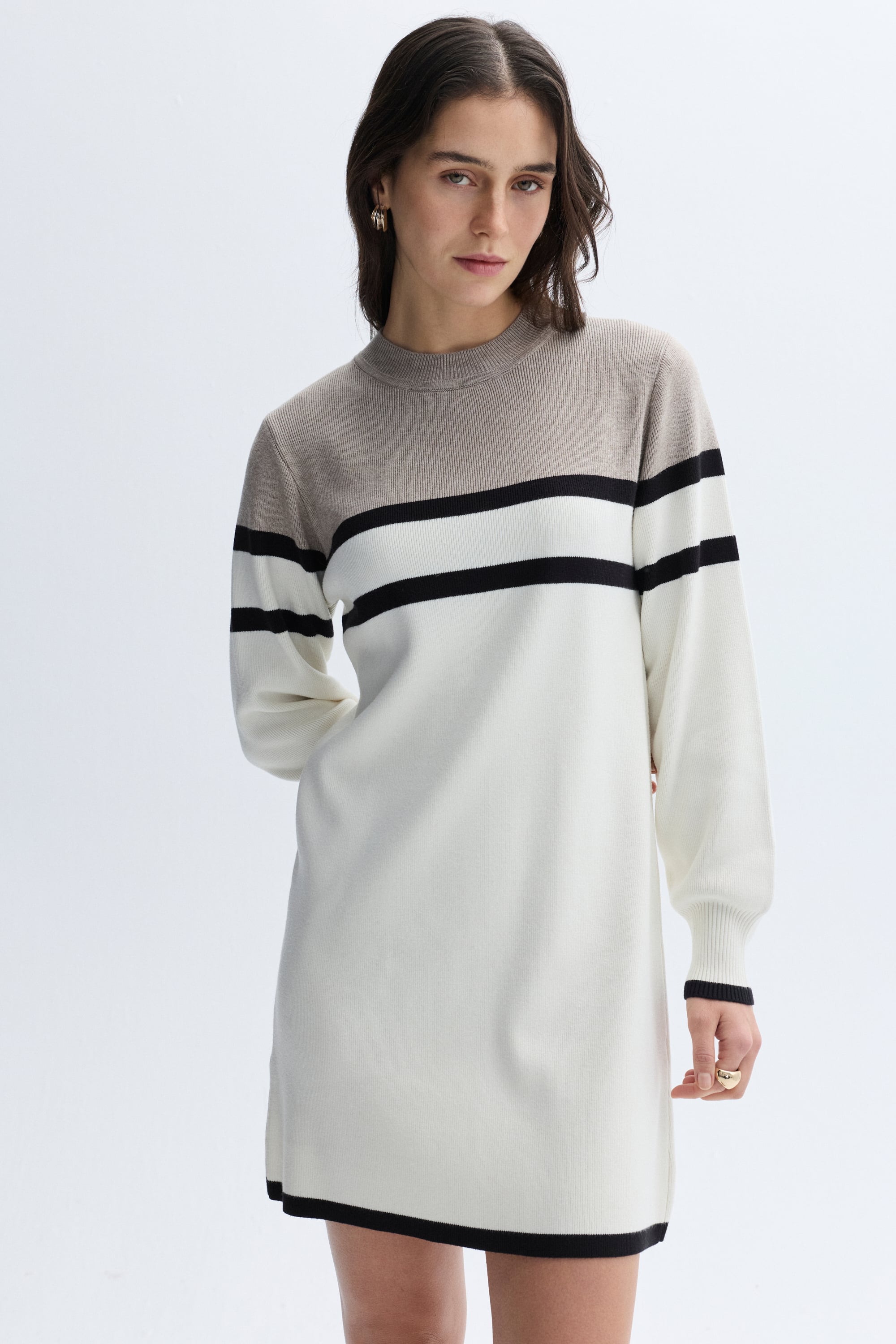 ÇİZGİLİ TRİKO MİNİ ELBİSE