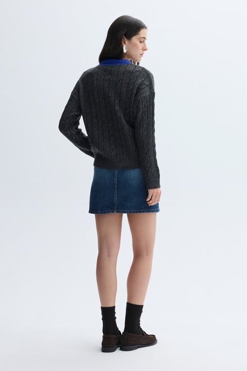 SAÇ ÖRGÜLÜ POLO YAKA KAZAK