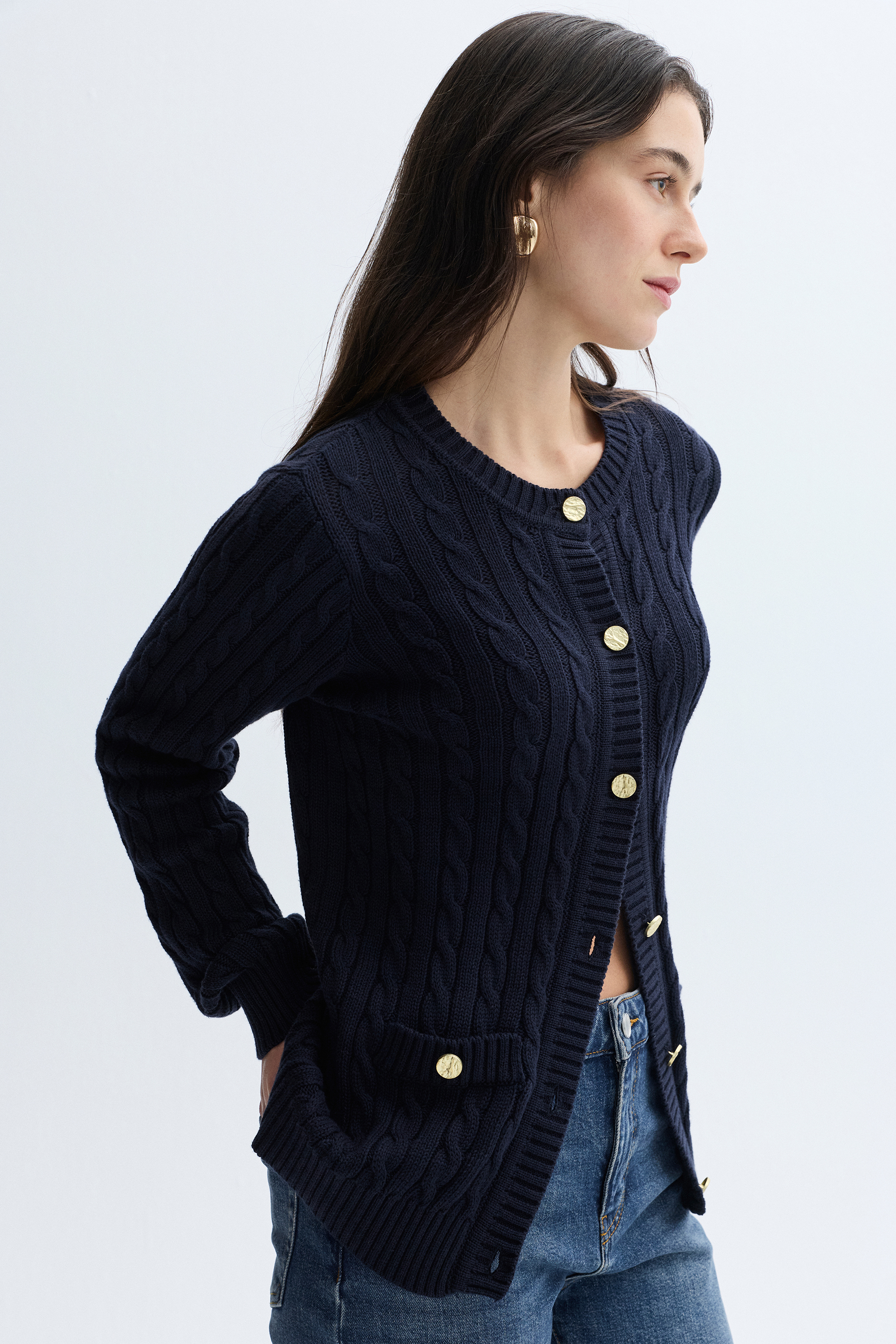 SAÇ ÖRGÜLÜ BİSİKLET YAKA HIRKA