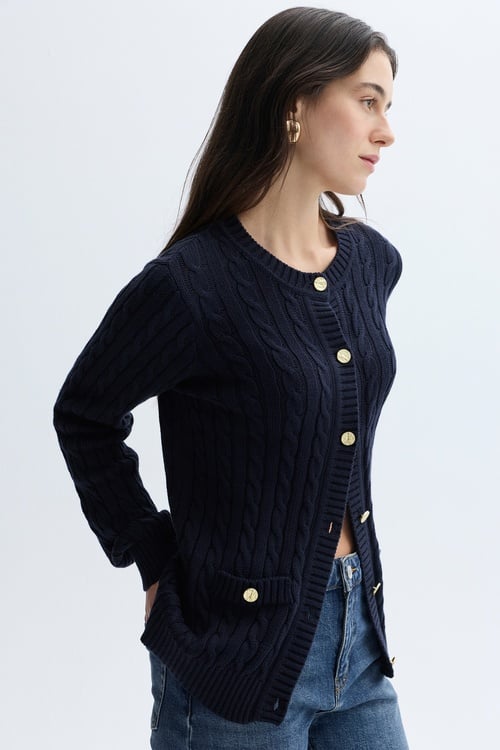 SAÇ ÖRGÜLÜ BİSİKLET YAKA HIRKA