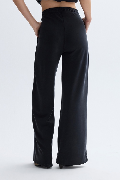  Kadın Mavi Modal Karışımlı Relax Fit Beli Lastikli Pantolon