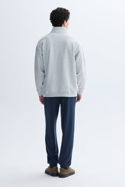 FERMUARLI DİK YAKA OVERSIZE SWEATSHIRT