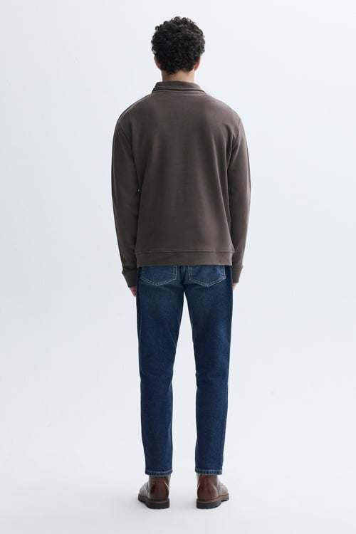 FERMUARLI DİK YAKA SWEATSHIRT