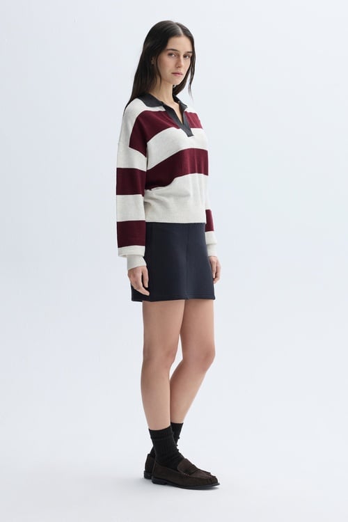 ÇİZGİLİ LOOSE FIT POLO YAKA TRİKO KAZAK