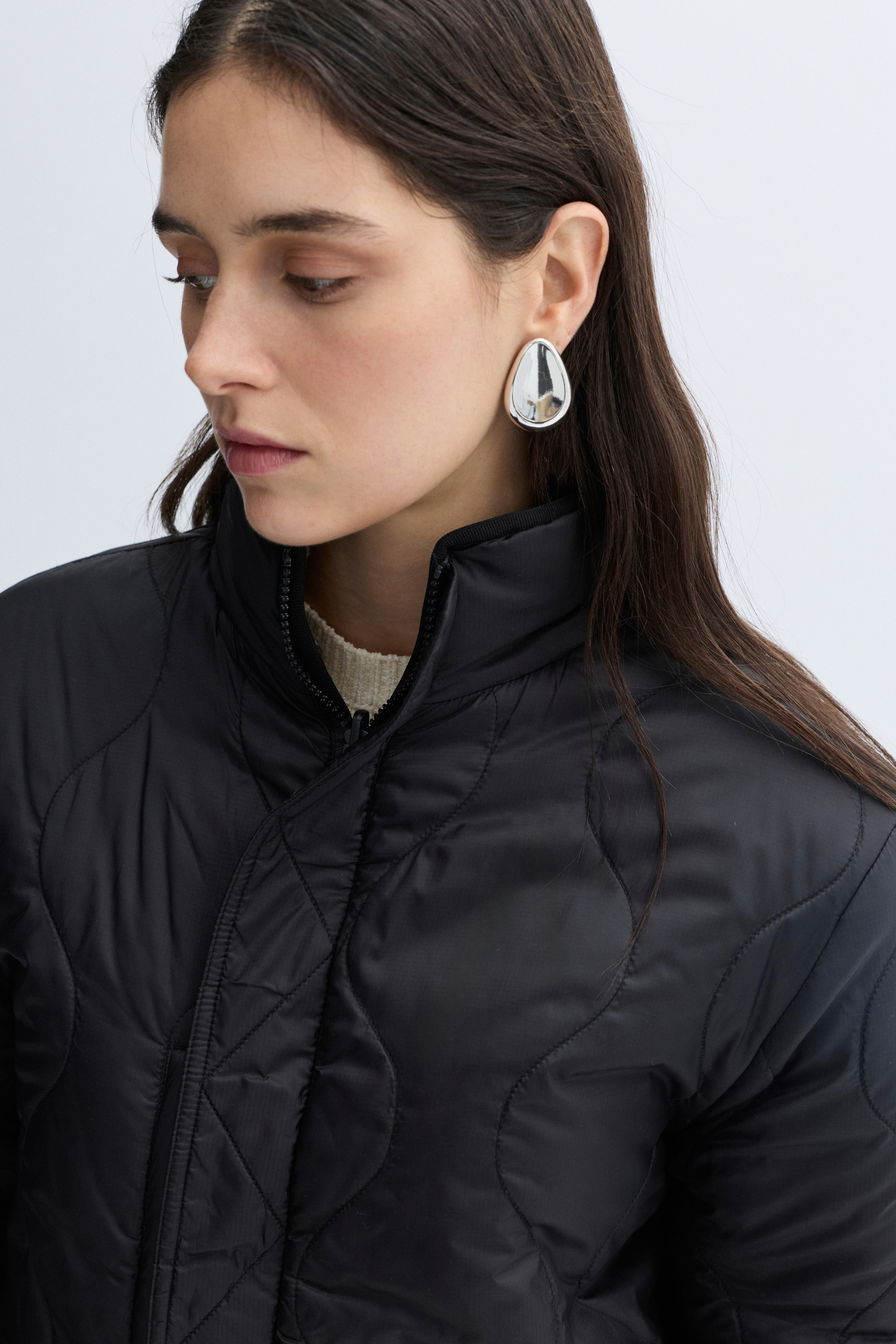 DİK YAKA ÇİFT TARAFLI PELÜŞ MONT CEKET