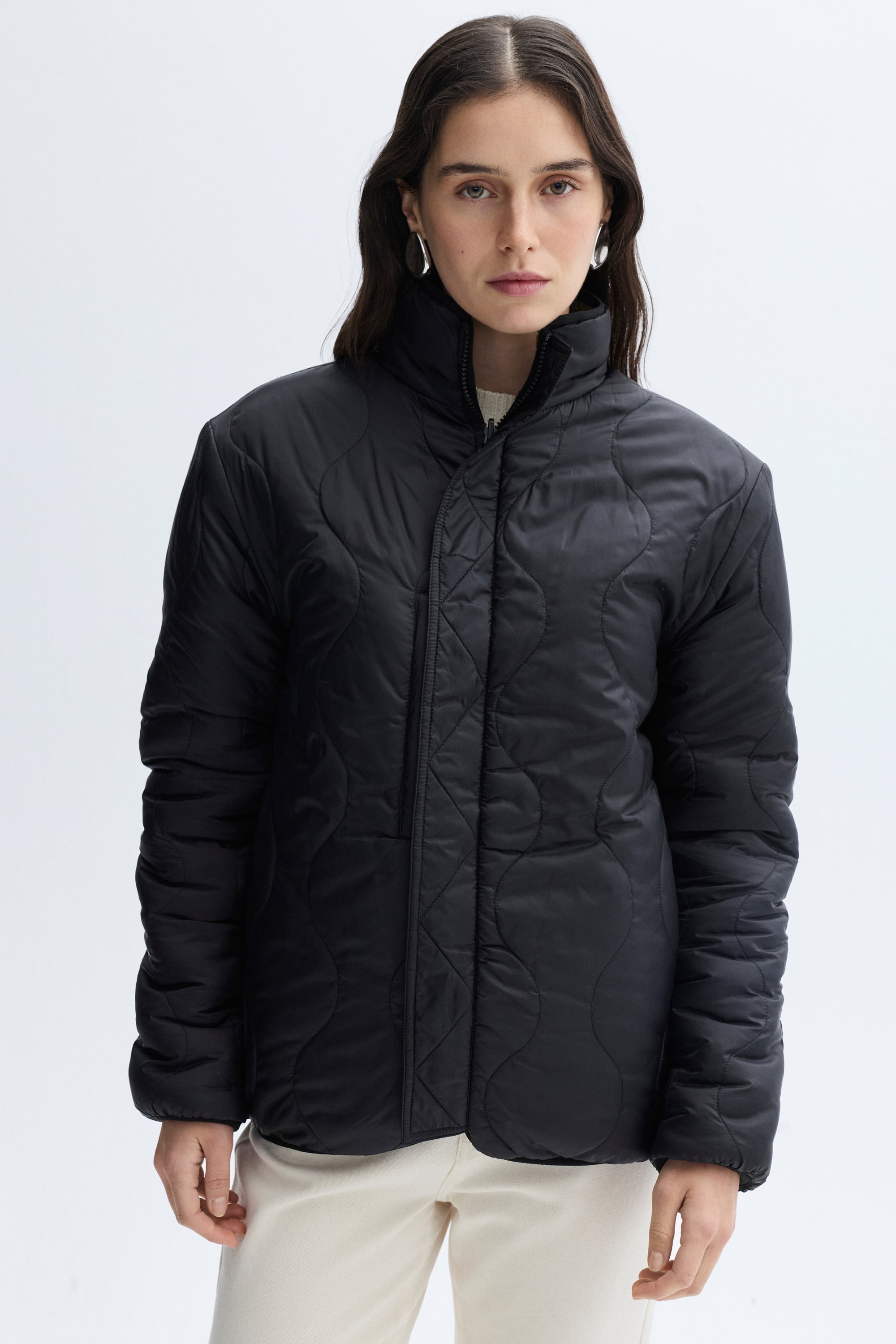 DİK YAKA ÇİFT TARAFLI PELÜŞ MONT CEKET