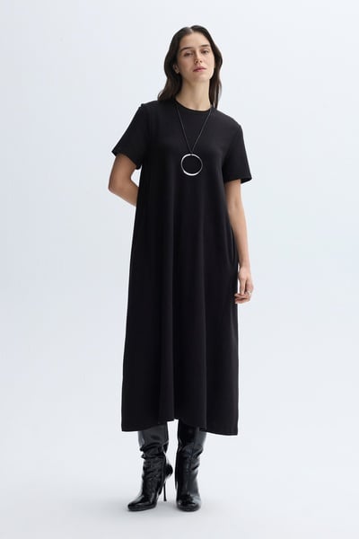 Mudo Siyah A Form Kisa Kollu Uzun Elbise