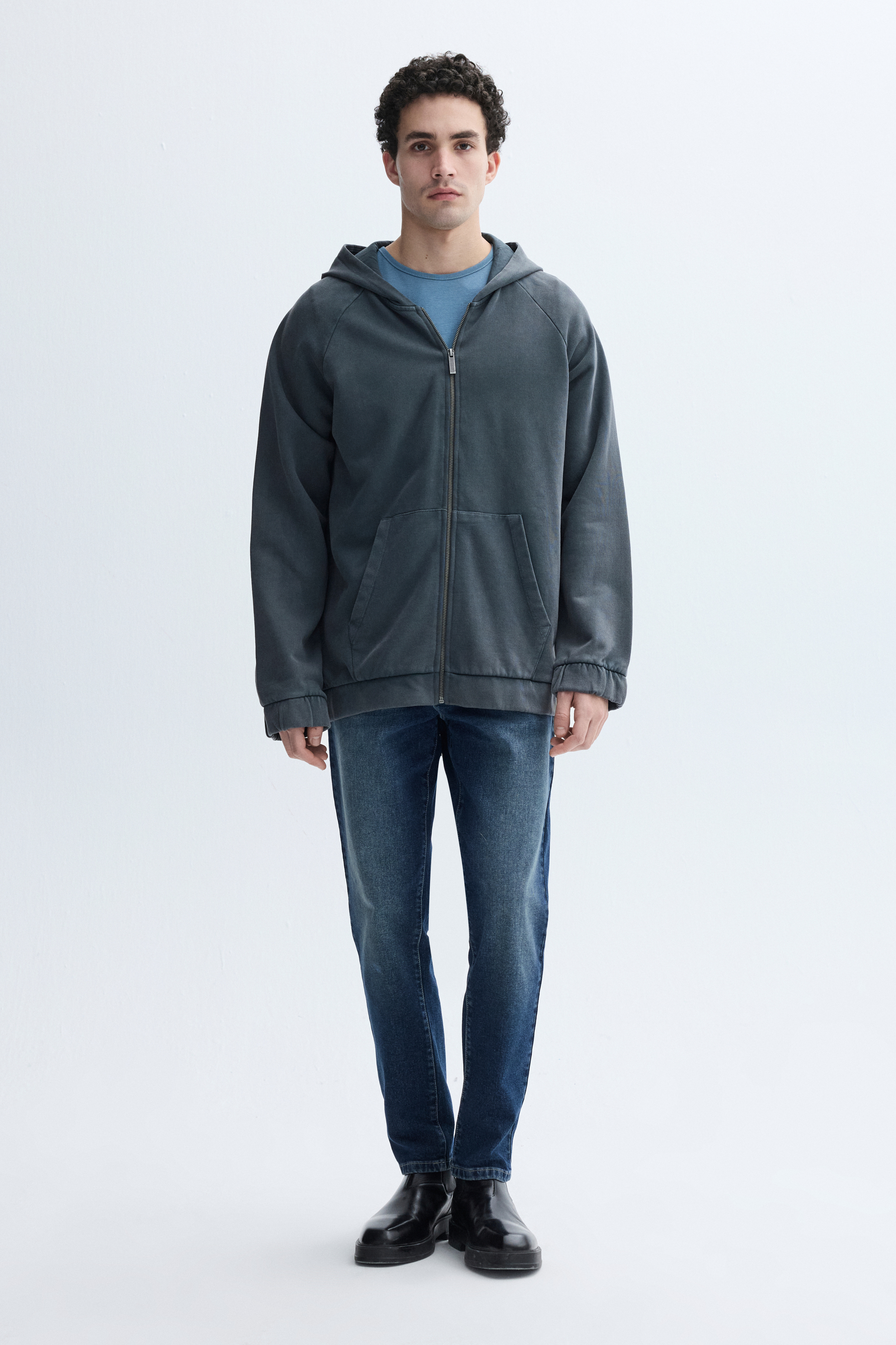 LOOSE FIT FERMUARLI KAPÜŞONLU SWEATSHIRT