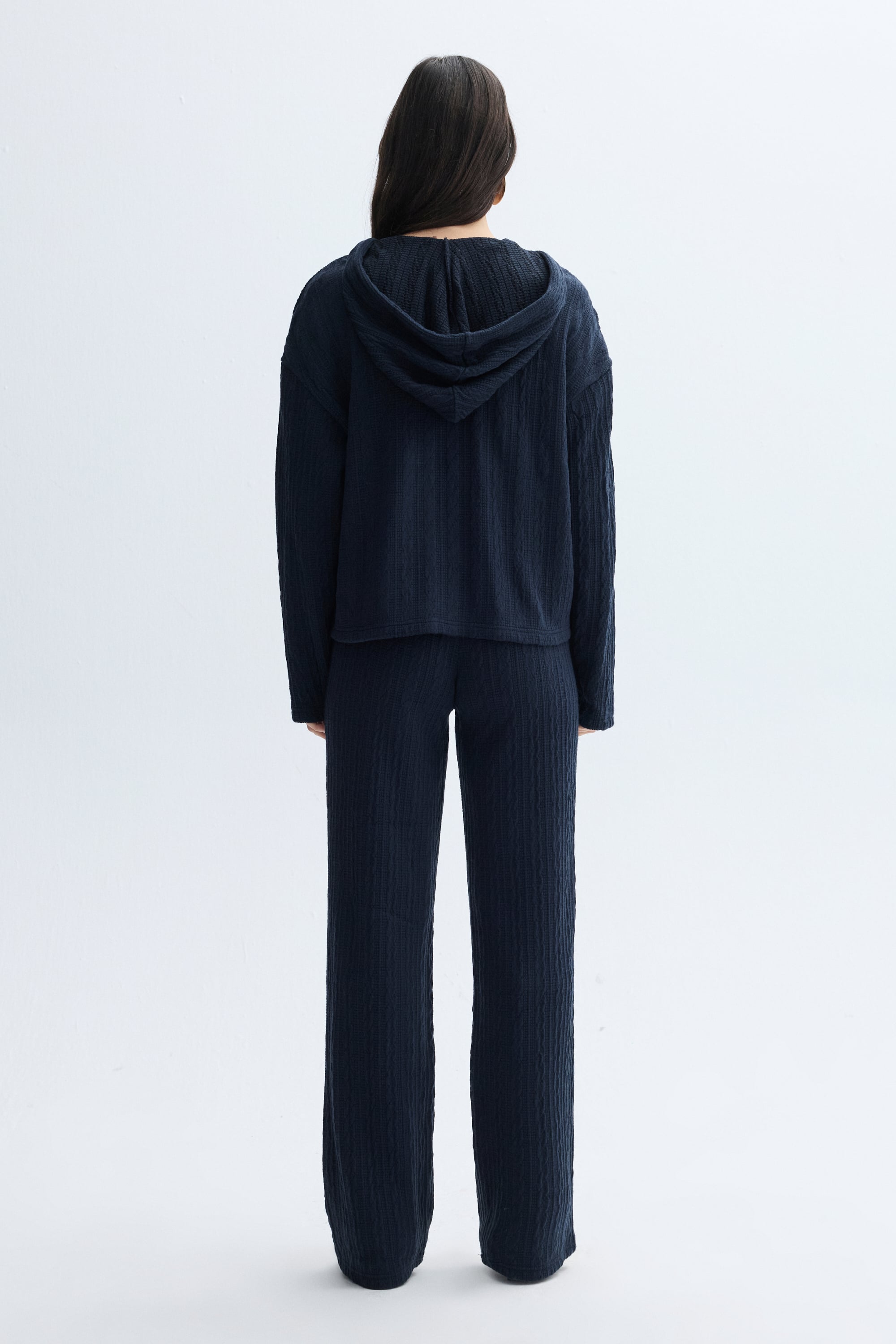 WIDE LEG BELİ LASTİKLİ ÖRME PANTOLON