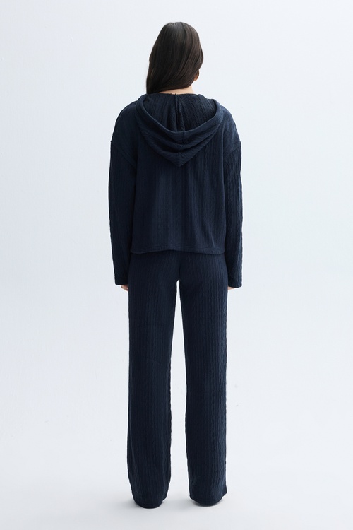 WIDE LEG BELİ LASTİKLİ ÖRME PANTOLON