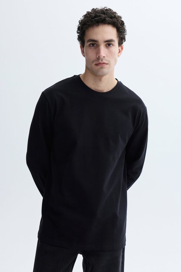 COMFORT FIT BİSİKLET YAKA UZUN KOLLU T-SHIRT