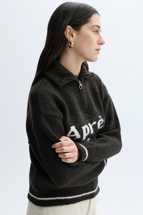 LOOSE FIT FERMUARLI DİK YAKA KAZAK