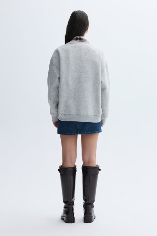 BASKILI BİSİKLET YAKA OVERSIZE SWEATSHIRT