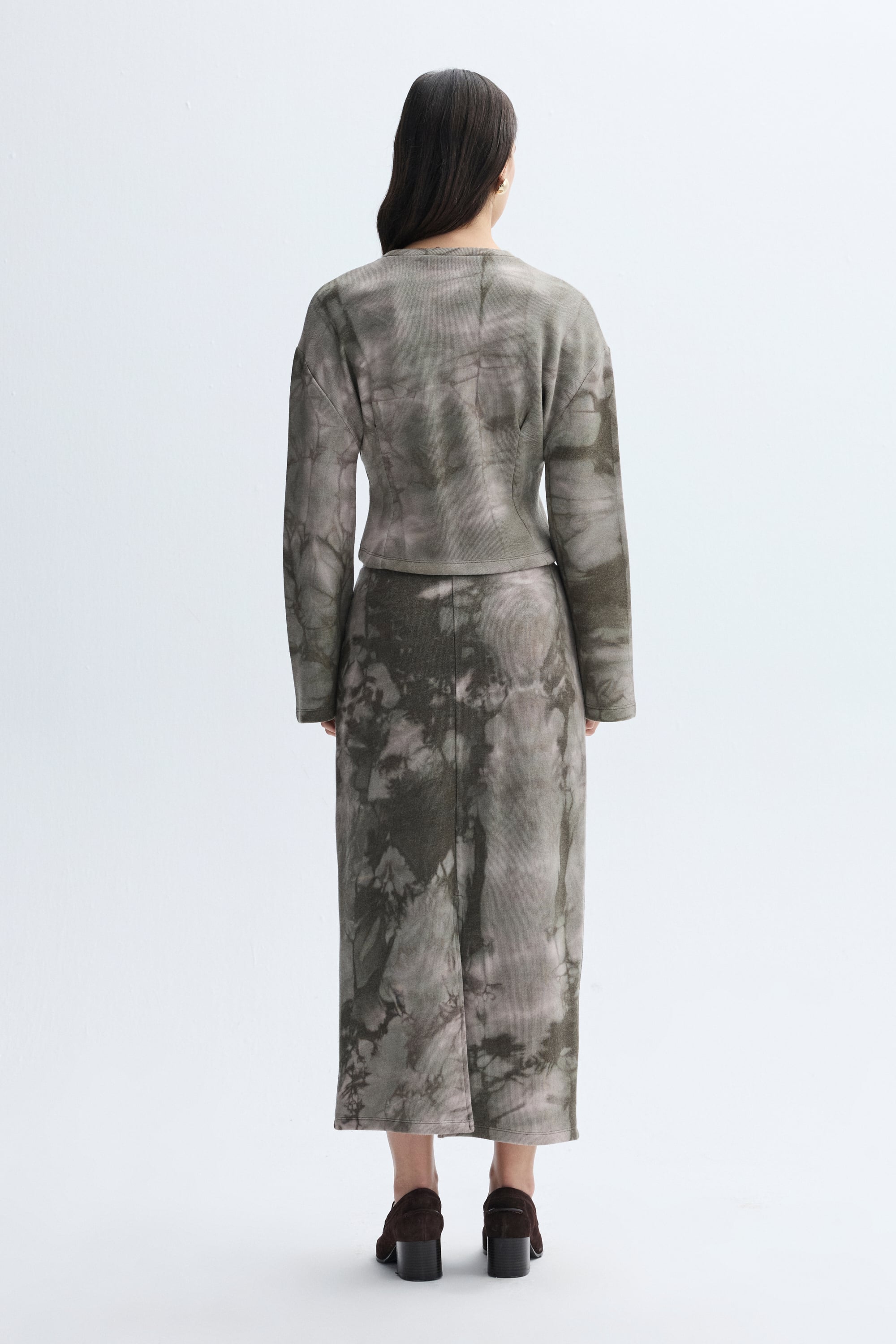 BASKILI YIRTMAÇLI MİDİ ETEK