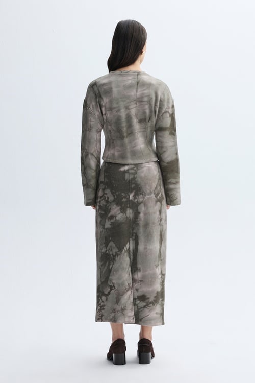 BASKILI YIRTMAÇLI MİDİ ETEK