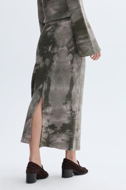 BASKILI YIRTMAÇLI MİDİ ETEK