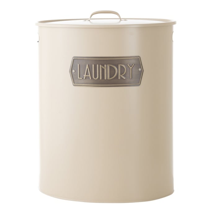 METAL ÇAMAŞIR SEPETİ MAT BEJ 43X34X55