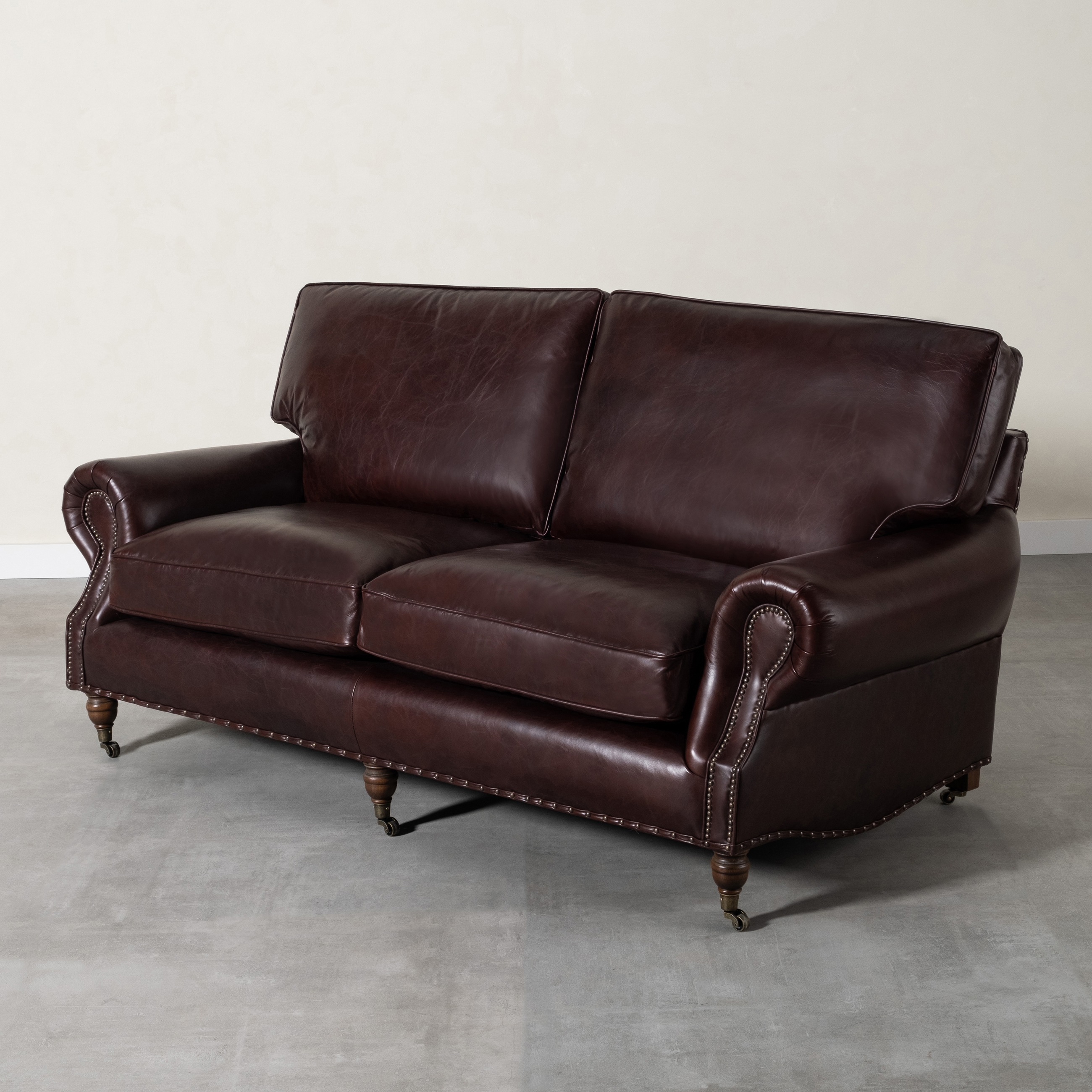 BALMORAL ÜÇLÜ DERİ KOLTUK KIZIL KAHVE