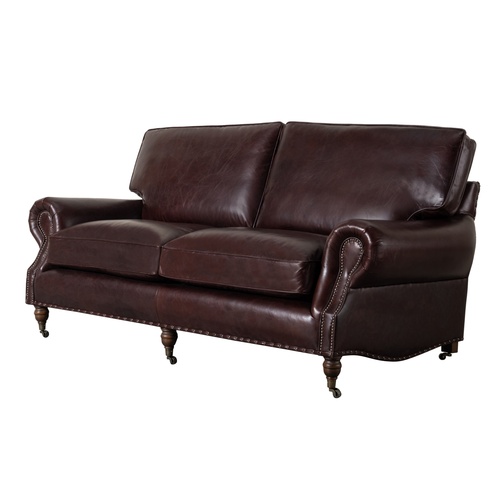  BALMORAL ÜÇLÜ DERİ KOLTUK KIZIL KAHVE