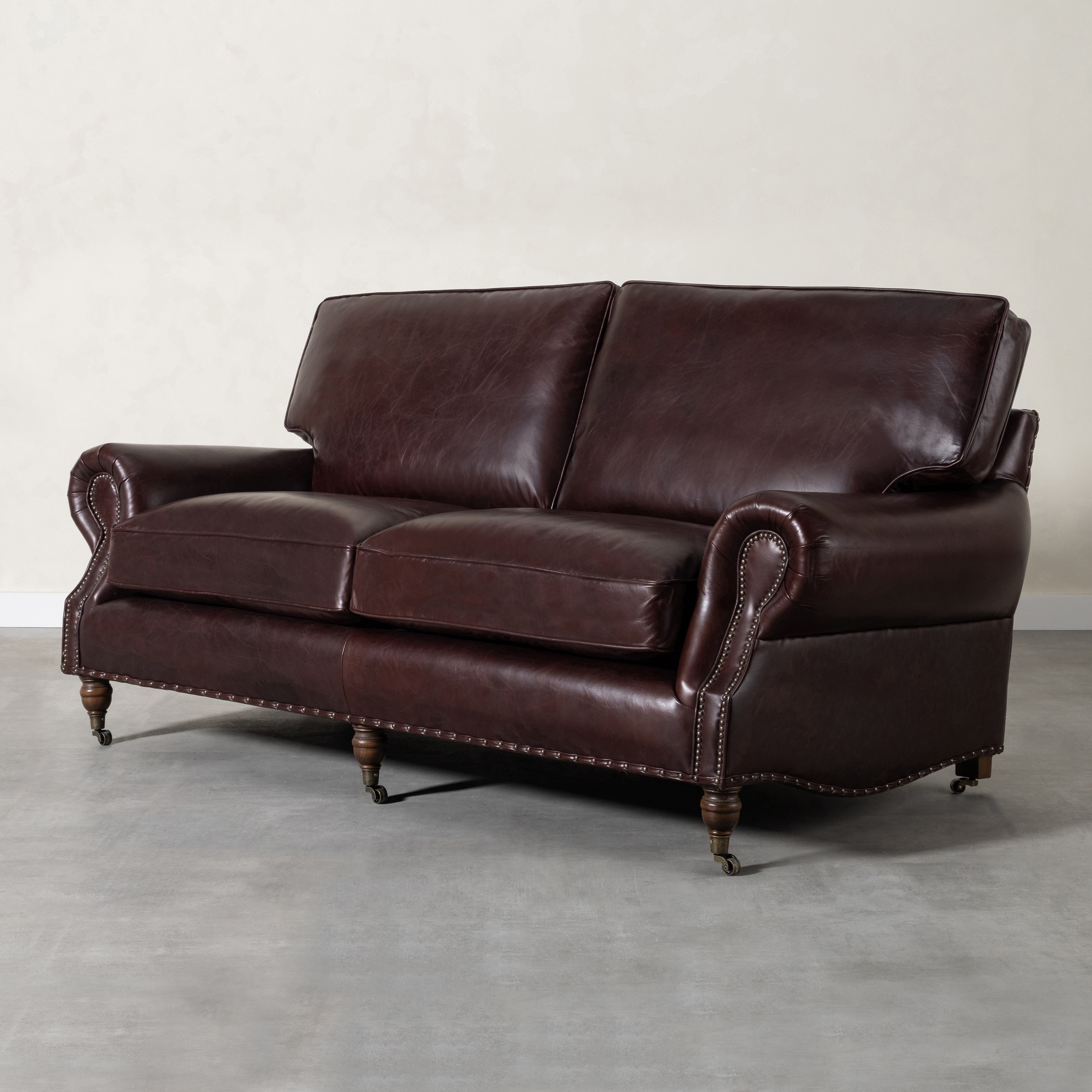 BALMORAL ÜÇLÜ DERİ KOLTUK KIZIL KAHVE