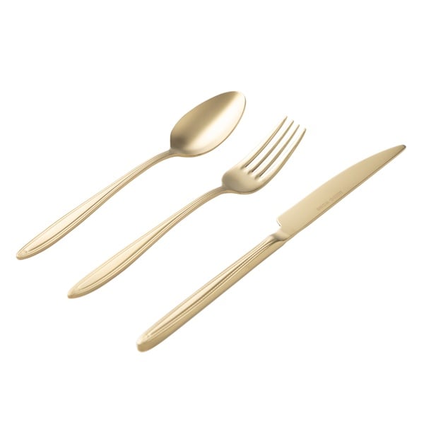 Mudo Home  Essen 18 Parça Tatlı Çatal Kaşık Bıçak Seti Mat Gold