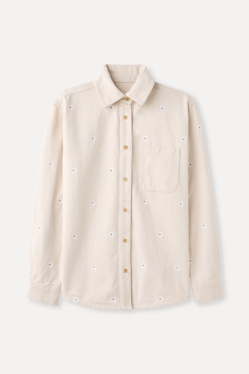 OVERSIZE ÇİÇEK NAKIŞLI JEAN CEKET