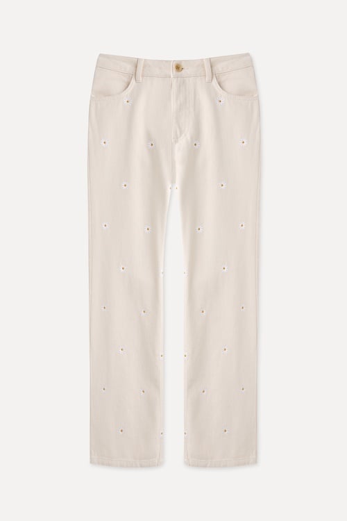  ÇİÇEK NAKIŞLI STRAIGHT FIT PANTOLON