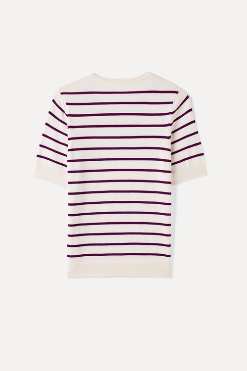  FITTED ÇİZGİLİ KISA KOLLU TRİKO KAZAK