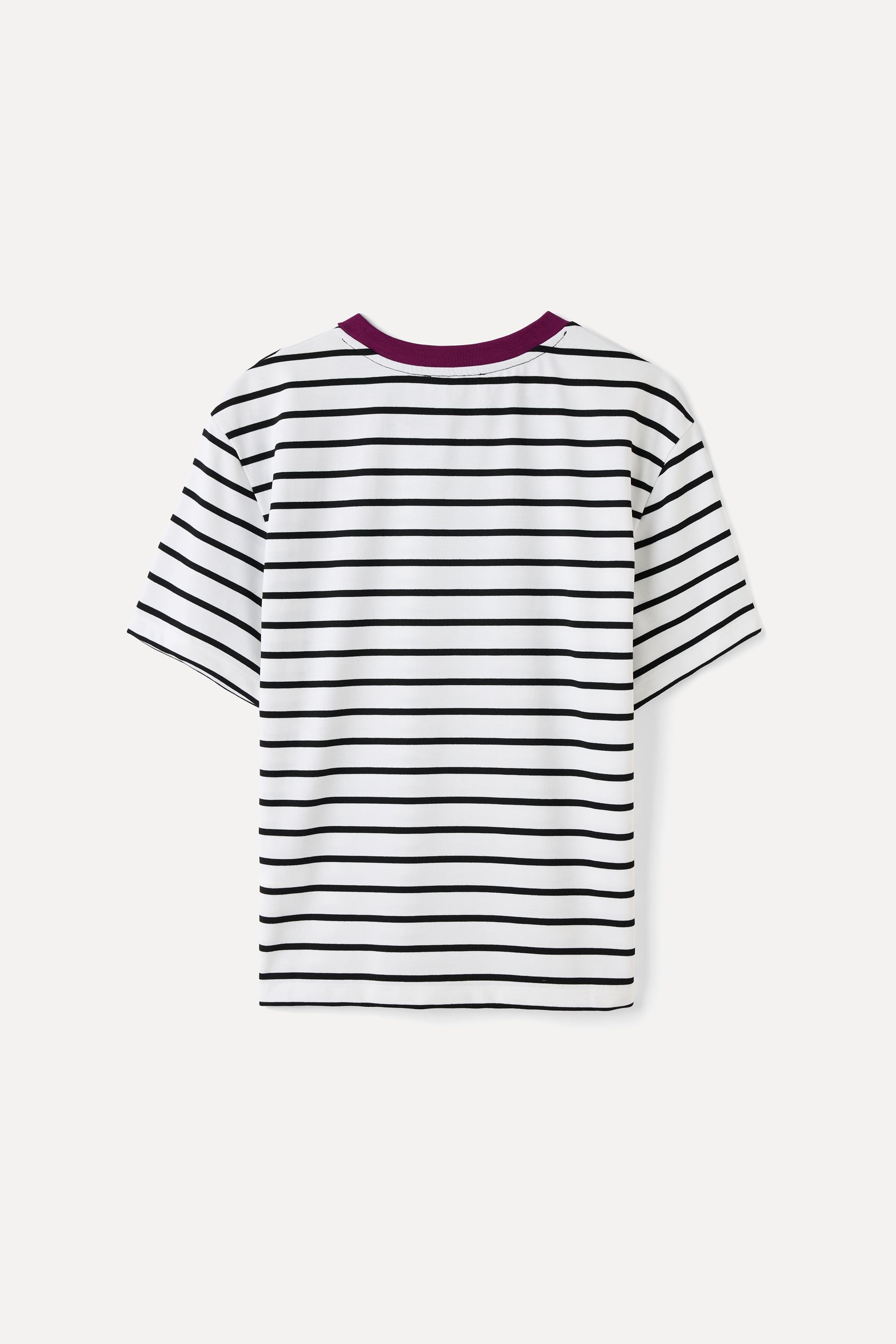 ÇİZGİLİ OVERSIZE BİSİKLET YAKA T-SHIRT