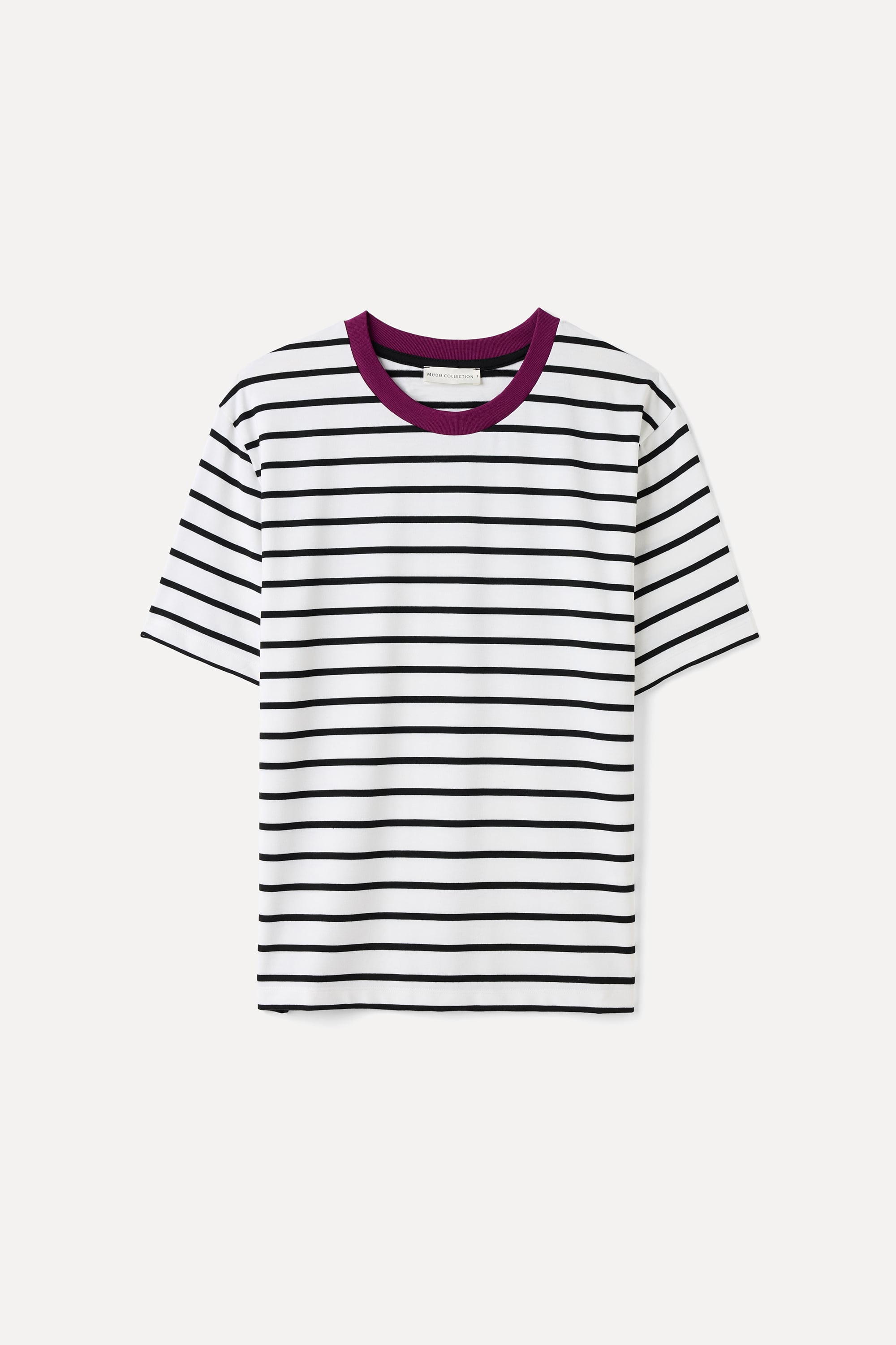 ÇİZGİLİ OVERSIZE BİSİKLET YAKA T-SHIRT