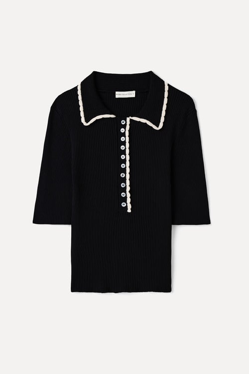 FITTED DÜĞMELİ POLO YAKA KISA KOLLU TRİKO KAZAK