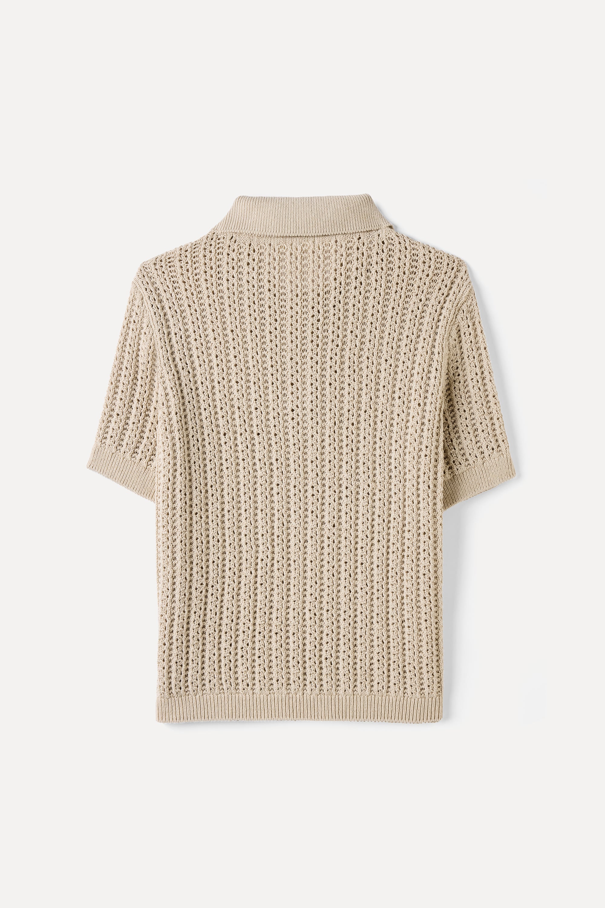 OVERSIZE POLO YAKA KETEN KARIŞIMLI KISA KOLLU KAZAK