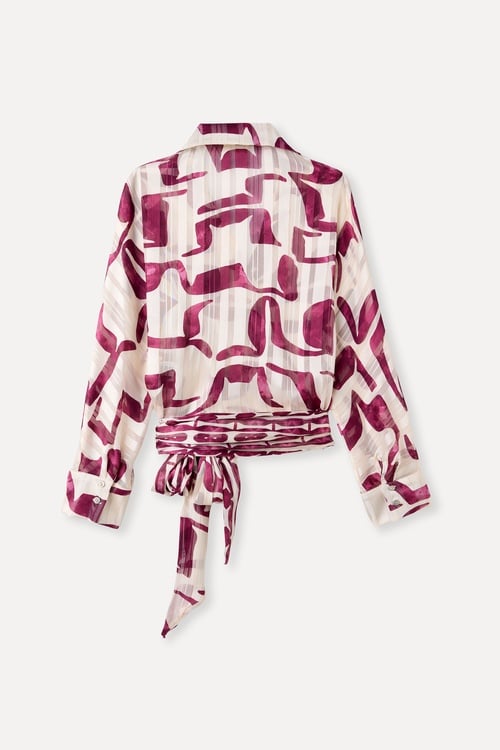  DESENLİ LOOSE FIT BAĞLAMALI BLUZ