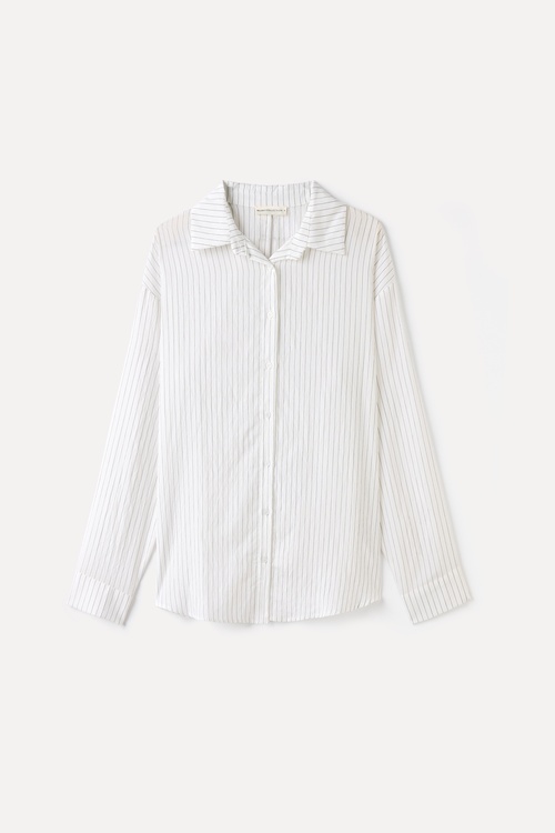 ÇİZGİLİ OVERSIZE UZUN KOLLU GÖMLEK