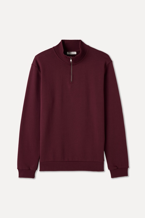 FERMUARLI DİK YAKA SWEATSHIRT