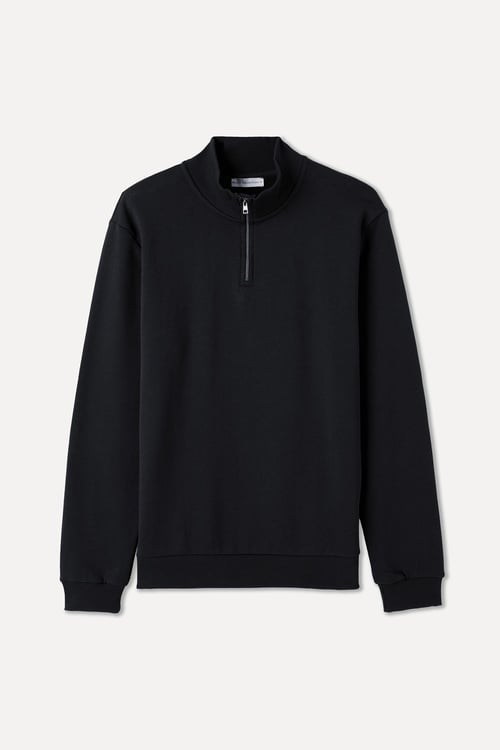 FERMUARLI DİK YAKA SWEATSHIRT