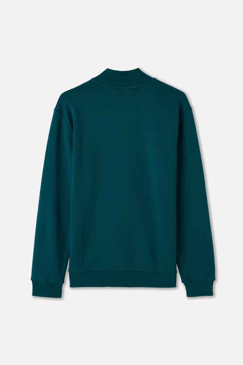 FERMUARLI DİK YAKA SWEATSHIRT