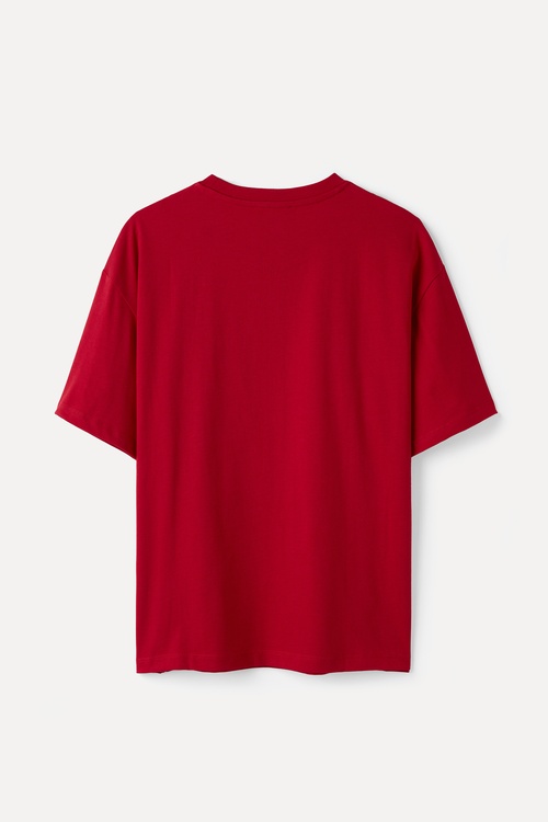  NERVÜR DİKİŞLİ OVERSIZE BİSİKLET YAKA T-SHIRT