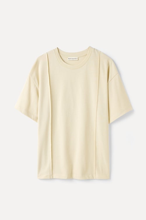  NERVÜR DİKİŞLİ OVERSIZE BİSİKLET YAKA T-SHIRT