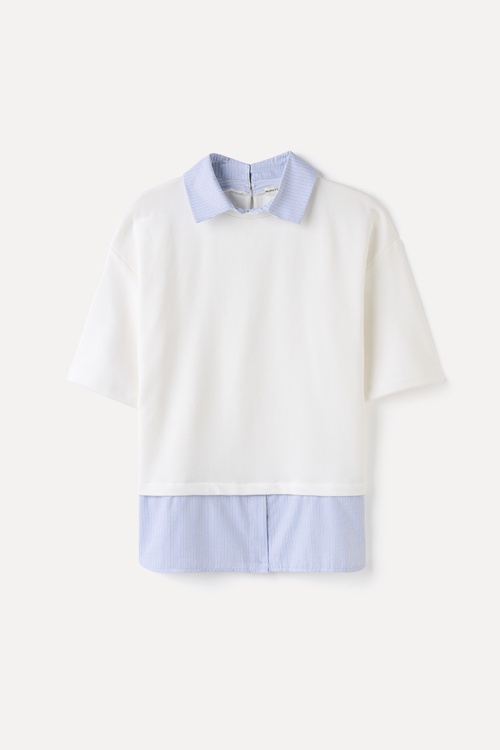  GÖMLEK DETAYLI POLO YAKA LOOSE FIT KISA KOLLU SWEATSHIRT