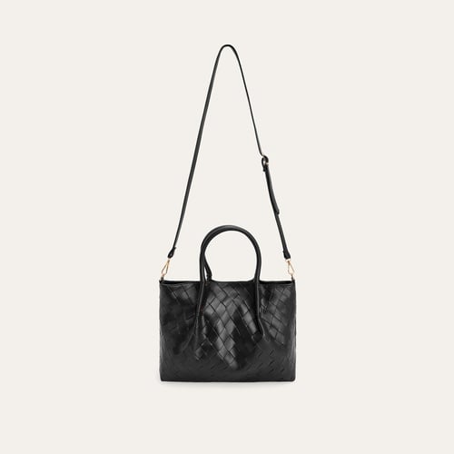 DERİ GÖRÜNÜMLÜ ÖRGÜLÜ EL ÇANTASI