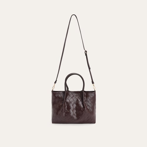 DERİ GÖRÜNÜMLÜ ÖRGÜLÜ EL ÇANTASI