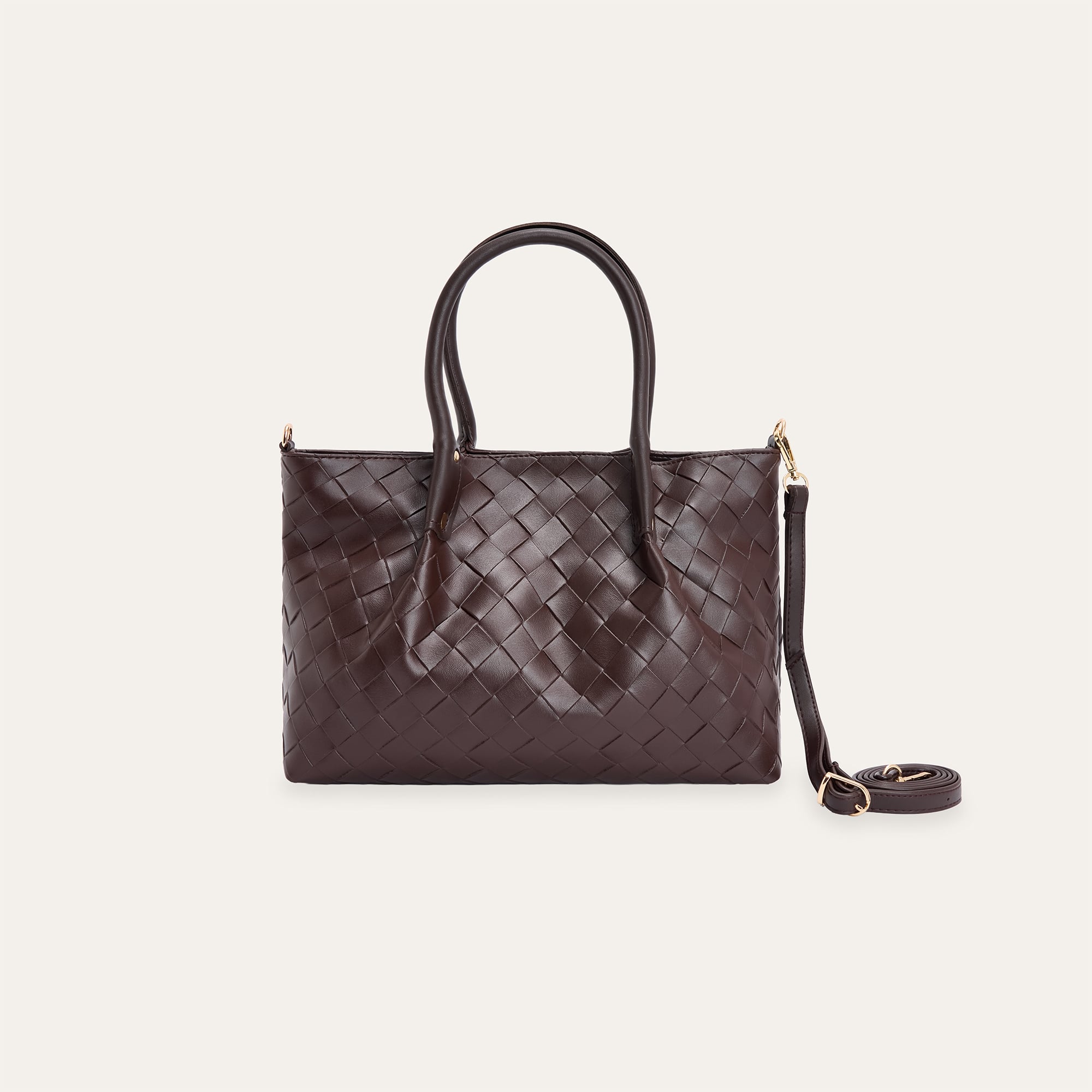 DERİ GÖRÜNÜMLÜ ÖRGÜLÜ EL ÇANTASI