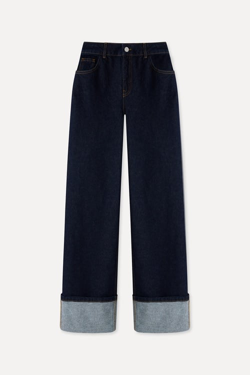 PAÇA DETAYLI STRAIGHT FIT JEAN PANTOLON