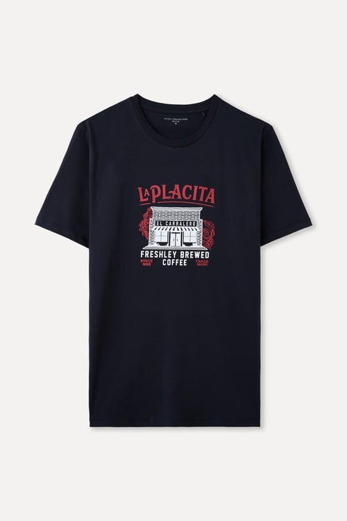 BASKILI BİSİKLET YAKA T-SHIRT